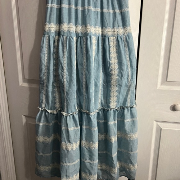Chic Light Blue Maxi Dress with Ruffle Details - Picture 2 of 13